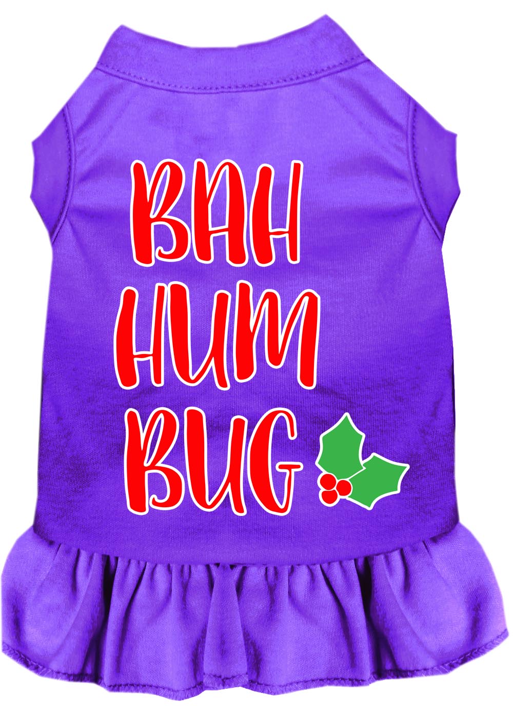 Bah Humbug Screen Print Dog Dress Purple Lg